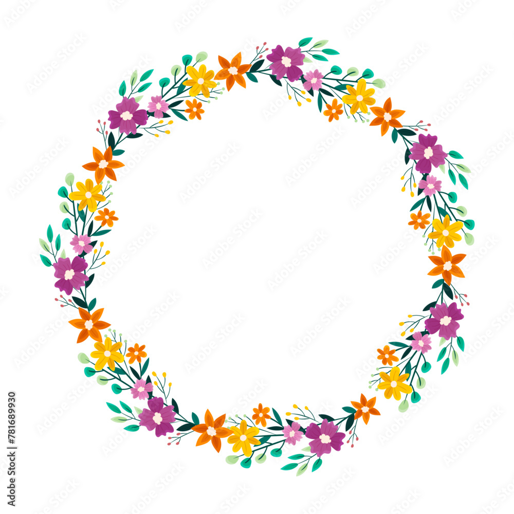 Vector hand drawn spring floral frame on white Vector hand drawn spring floral frame on white