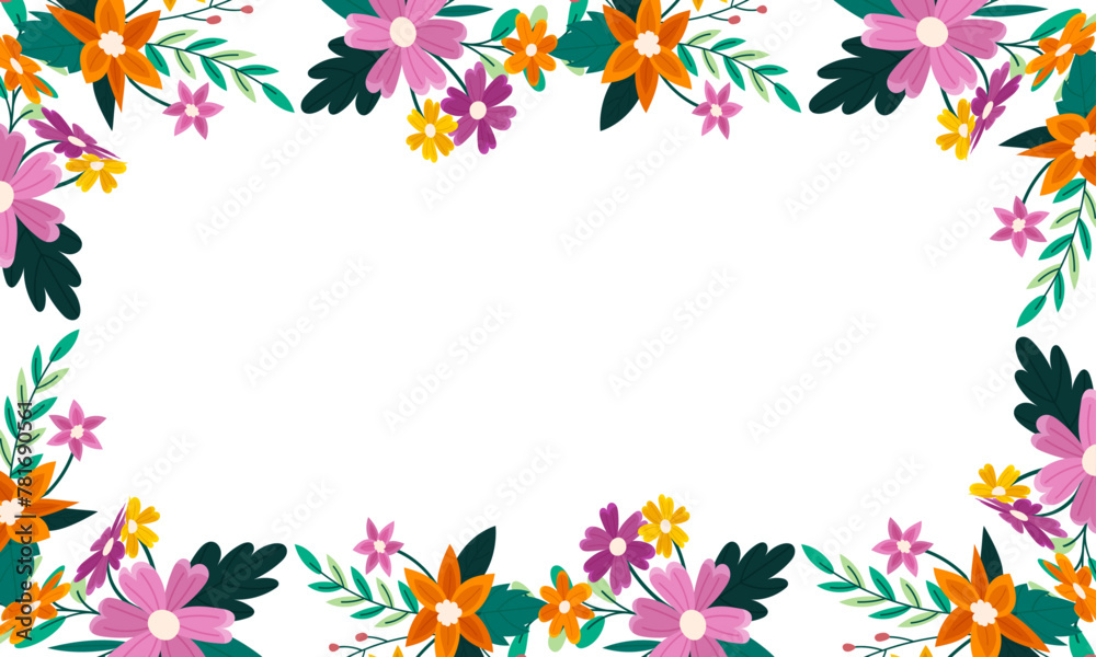 vector hand drawn spring floral frame concept