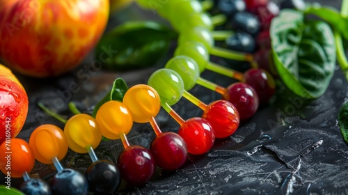 genetically modified agriculture conceptualizes fruits and vegetables as a strand of DNA generative ai