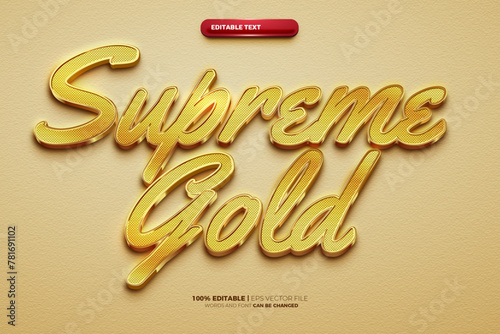 Supreme Gold 3D editable text effect logo template