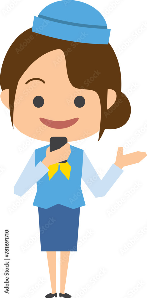 案内をするバスガイドのイメージイラスト 案内をするバスガイドのイメージイラスト