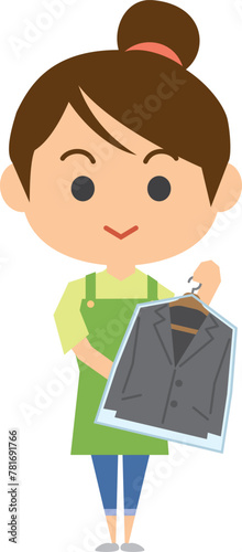 女性クリーニング店員のイメージイラスト