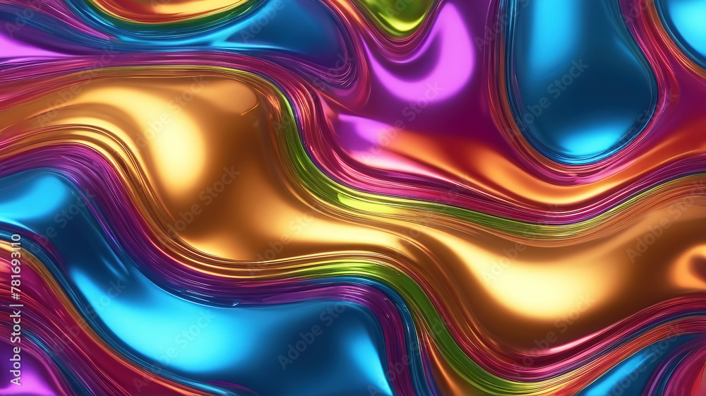 Liquid colorful abstract background metallic aluminum foil 