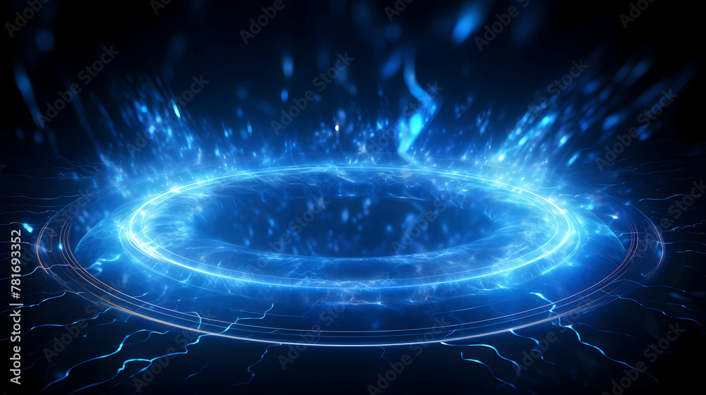 Digital technology blue glowing circle scene abstract graphic poster web page PPT background