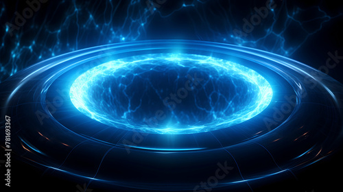 Digital technology blue glowing circle scene abstract graphic poster web page PPT background