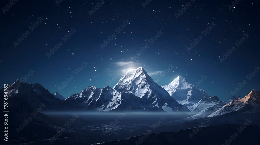 Digital nighttime snow mountains scenes abstract graphic poster web page PPT background