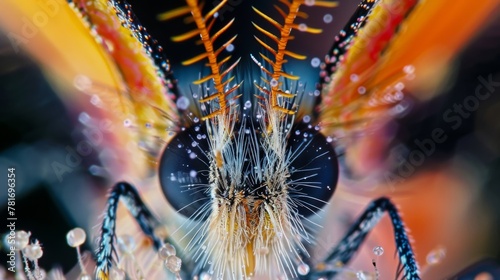 A microscopic view of a butterflys antennae revealing the tiny hairlike projections that serve as sensory receptors for detecting photo