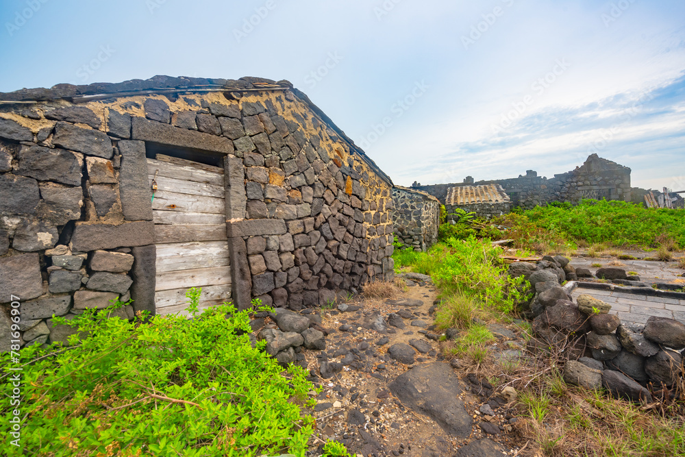 Stone houses and stone piles in the ancient salt fields of Yanding, Danzhou, Hainan, China