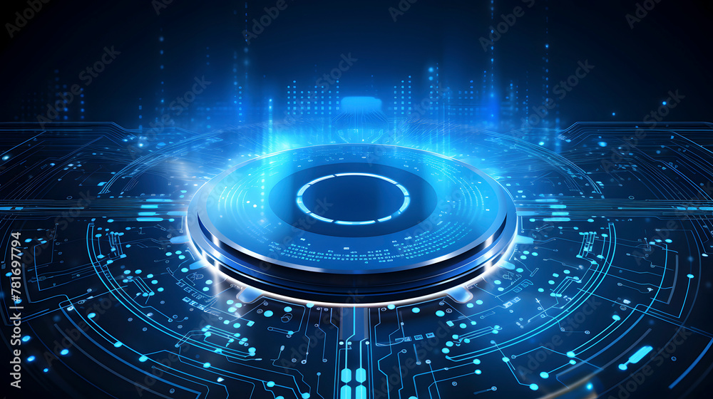 Digital technology future circuit board circle scene abstract graphic poster web page PPT background
