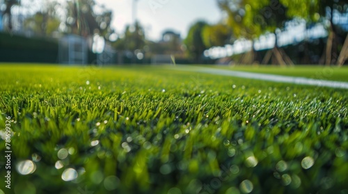 shot of mini football field artificial turf, wide angle photo