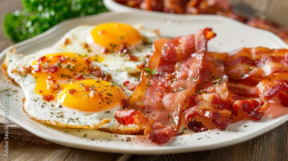 Traditional breakfast, eggs and bacon generative ai Traditional breakfast, eggs and bacon generative ai