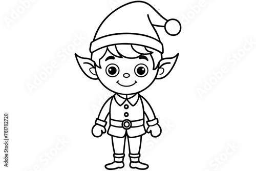 cute elf cartoon character outline silhouette vector art illustration