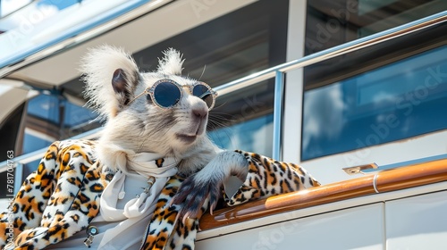 Anthro Marmot Lounging in Style A Trendsetting Moment Aboard a Luxury Yacht Generative ai