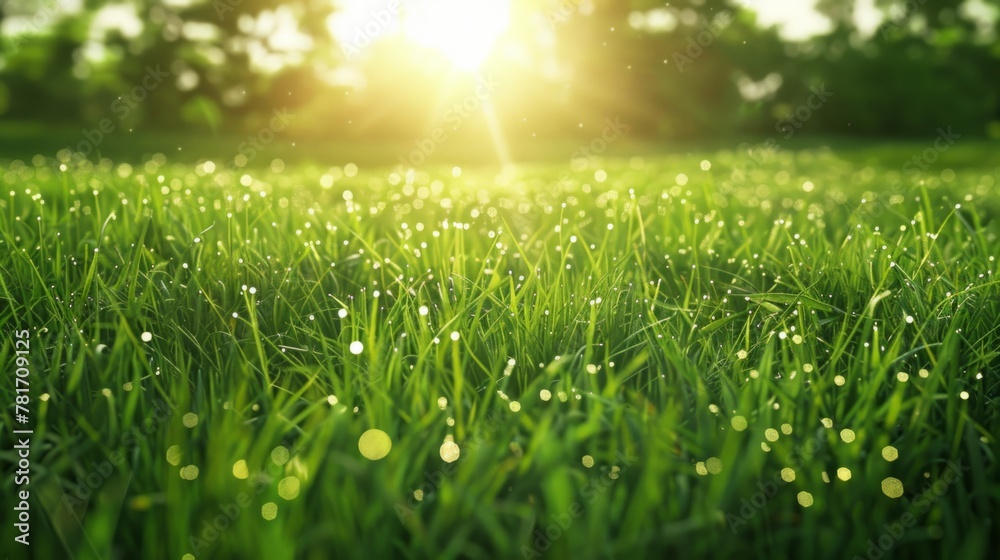 Fototapeta premium a green field by the sun generative ai