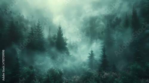 Digital glass futuristic forest poster background