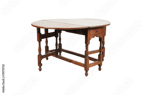  old table on a white background/old wooden table isolated/antique mirror isolated