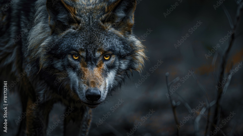 A creature of the night, with fur that absorbs light, fangs that glow faintly, and eyes that pierce the darkness, in a nocturnal portrait photography style. A creature of the night, with fur that absorbs light, fangs that glow faintly, and eyes that pierce the darkness, in a nocturnal portrait photography style.