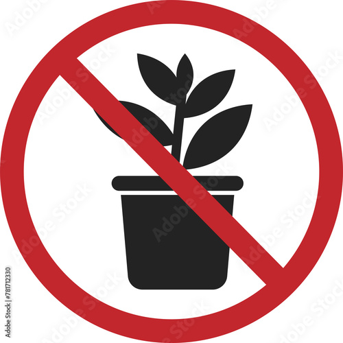 Isolaed prohibition sign of do not shipment flower, plant, vas, leaves, pot