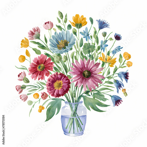 bouquet of flowers in vase, bouquet of wild flowers © Daffodil