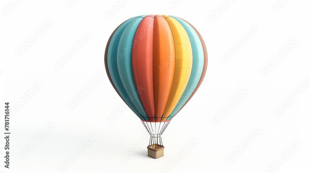 Hot air balloon isolated on white background. rendering.