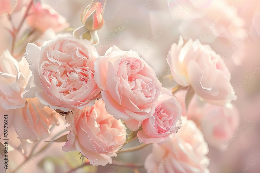 enchanting david austin rose flowers delicate pink petals with soft focus romantic english garden blooms floral photography