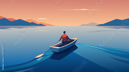 In a small boat on a vast ocean a person leans out to catch a glimpse of the horizon. As they navigate the unknown waters they also navigate