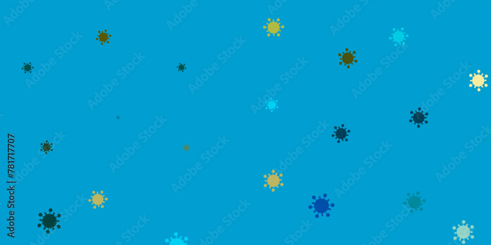 Light blue, yellow vector backdrop with virus symbols. Light blue, yellow vector backdrop with virus symbols.