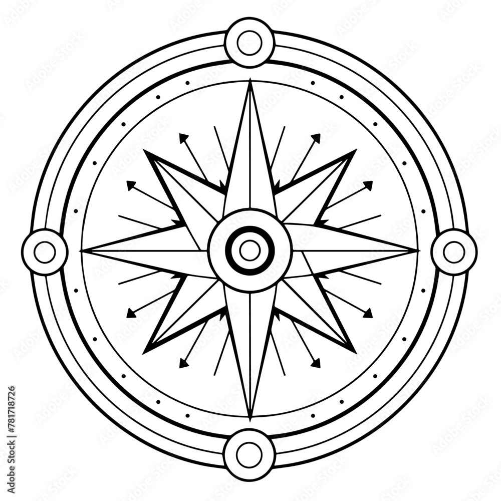 Vector outline of a compass icon, perfect for navigation designs.