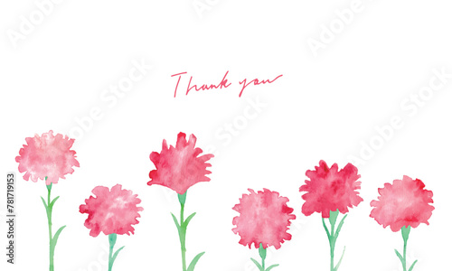水彩画。水彩タッチのカーネーションベクターイラスト。母の日のカーネーションイラスト。Watercolor painting. Carnation vector illustration with watercolor touch. Mother's day carnation illustration.