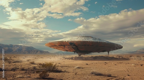A UFO has been attacked and landed on desert