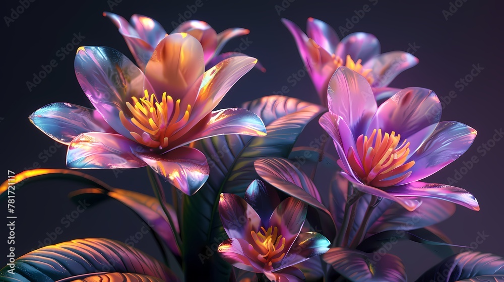 Fototapeta premium Digital acrylic flower plant poster PPT background