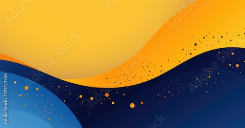 abstract yellow swathe on blue dots