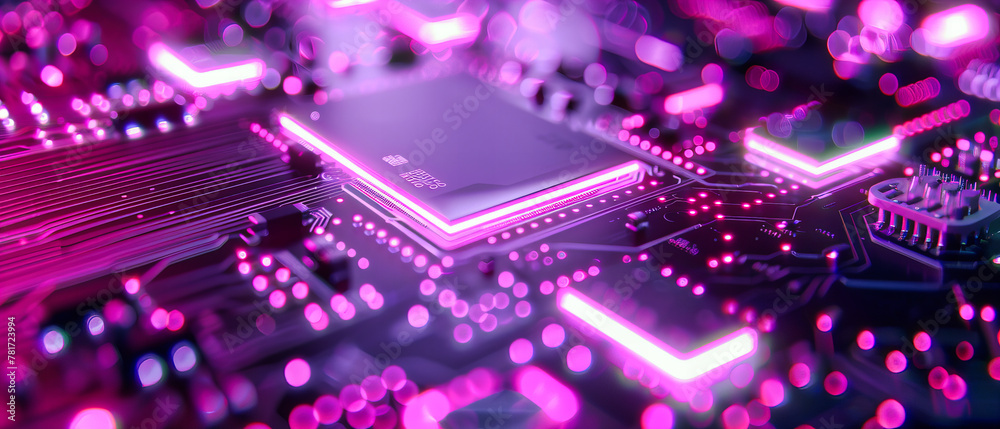 Obraz premium Advanced Processor Technology Concept, Blue and Green Digital Background, Computing and Engineering Design