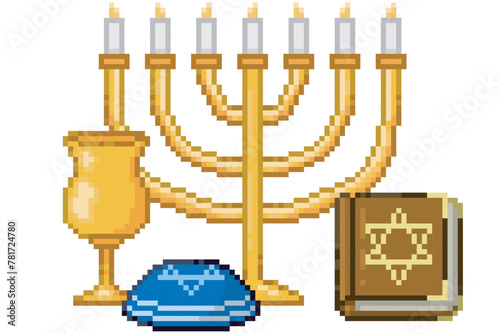 Judaism objects, religious objects pixel art
