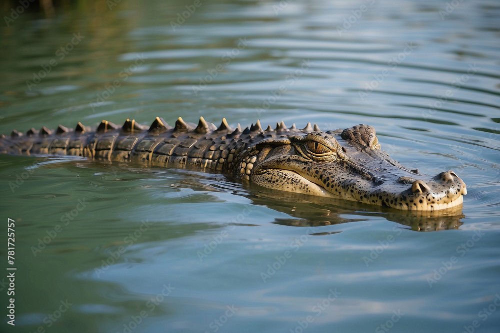 crocodile in the water, a little bit off the water crocodile in the water, a little bit off the water