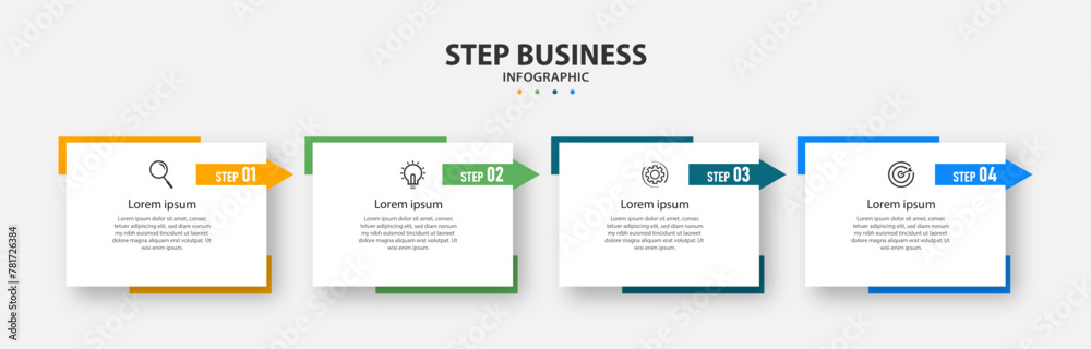 Obraz premium Creative infographics template. timeline with 4 steps, options. can be used for workflow diagram, info chart, web design. vector illustration.