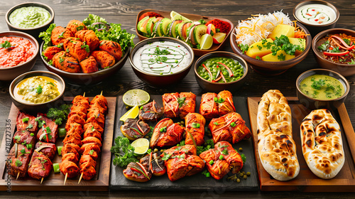 Asian Skewered Food and Grilled Dishes, Delicious and Varied Cuisine Options, Traditional and Tasty Meal Selection, Gourmet Cooking and Dining Experience