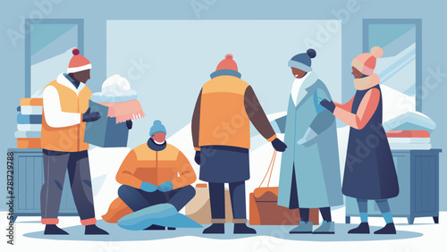 As the snow falls softly outside volunteers gather around a fireplace sorting through piles of donated winter coats and hats. They know that