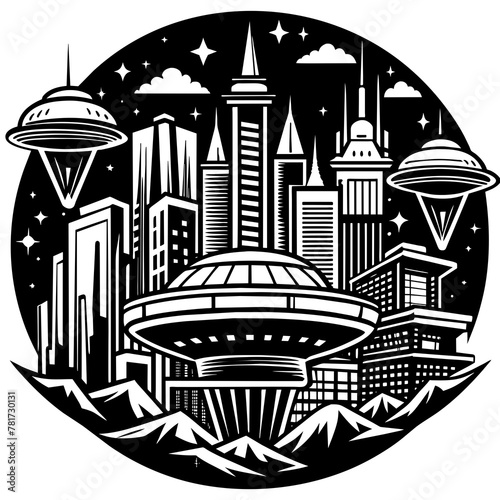        Future city vector illustration.
