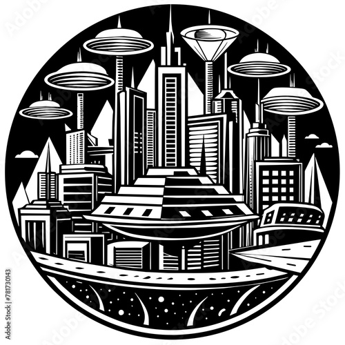        Future city vector illustration.
