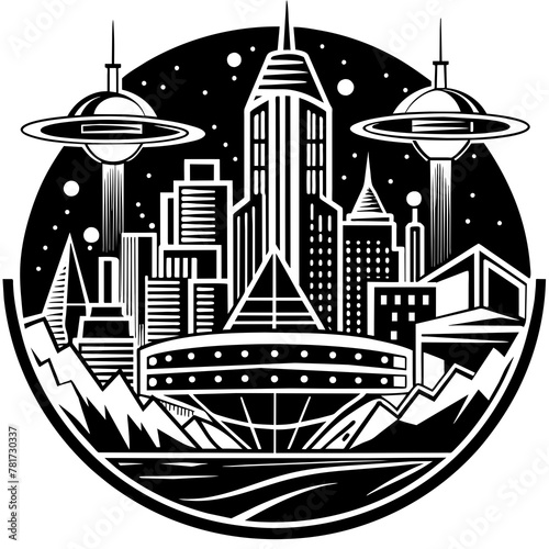        Future city vector illustration.
