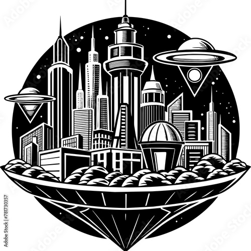        Future city vector illustration.
