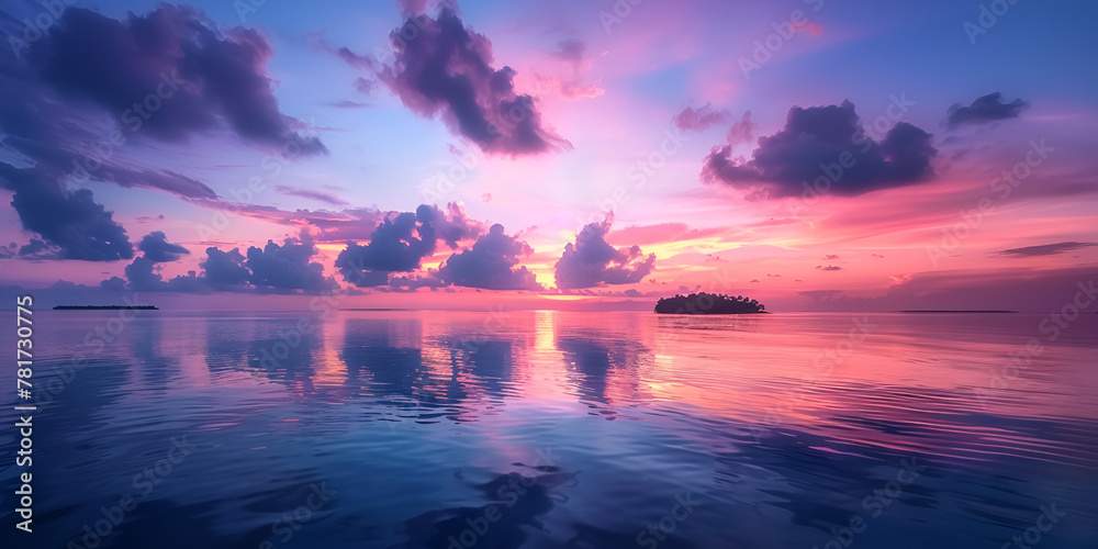 Tropical Island Paradise Stunning Sunset Scenery