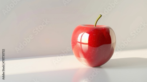 Glowing 3D apple icon representing nutrition placed on a clean photo