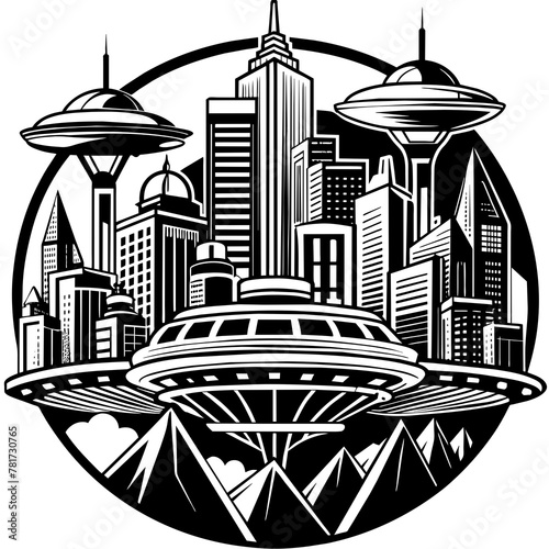        Future city vector illustration.
