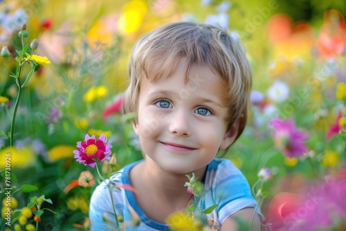 3-year-old boy in the wonderland. colorful.