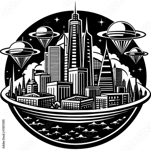        Future city vector illustration.
