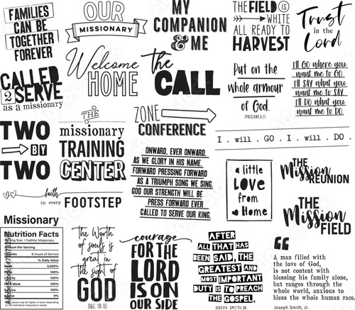 Collection of LDS Missionary-Themed Word Art Designs