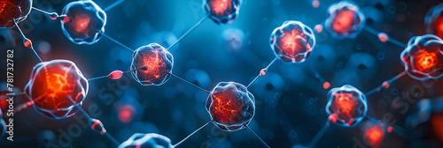 Blue Molecular Structure in Science and Medicine, Abstract Chemistry and Biology Background, Technology Concept