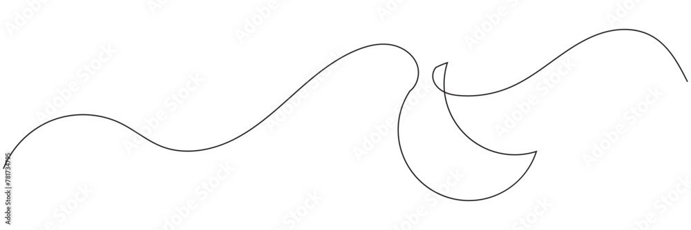 One continuous single line of Crescent moon for ramadhan isolated on white background. greeting card, banner, and poster concept. Minimalism design. Vector illustration One continuous single line of Crescent moon for ramadhan isolated on white background. greeting card, banner, and poster concept. Minimalism design. Vector illustration